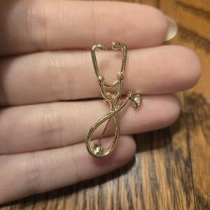 Gold Stethoscope Brooch NWT